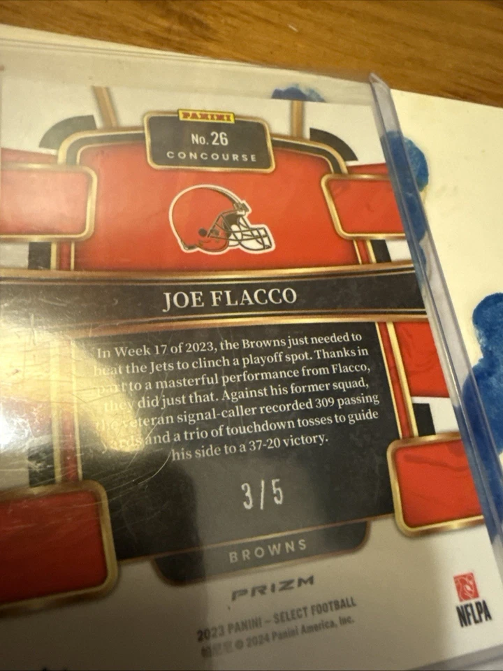 2023 Panini Select Concourse Joe Flacco #26 Green Disco Prizm /5 - Imagem 2 de 4