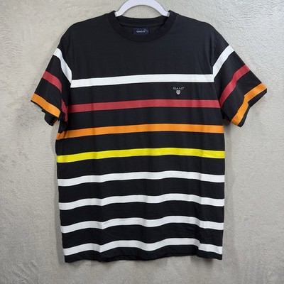 Gant Striped Shield Logo T-shirt Men s XL Multicolor 100% Cotton