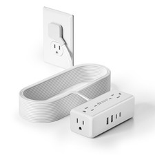 15Ft Long Extension Cord, SUPERDANNY Flat Plug Surge Protector Power Strip