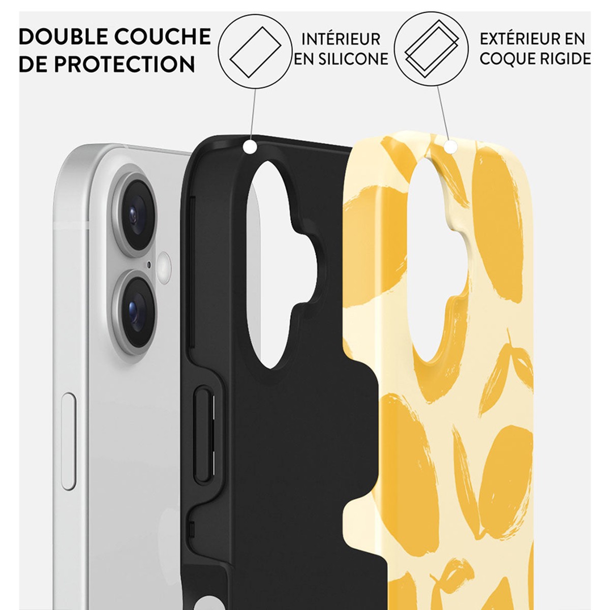 Coque iPhone 16 Burga Lemon Tart double couche antichoc - 3