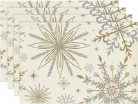 Gold Schneeflocken Weihnachten Platzsets 4Er Set, 30X45Cm Winter Xmas Tischset W