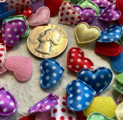 160 pcs x 3/4'' Mixed Polka Dot Satin Heart for Valentine's Day Card/Bows ST108