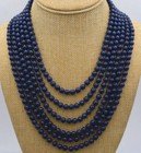 New 6 rows 6mm Blue Lapis Lazuli Gemstone Beads Necklace 17-24'