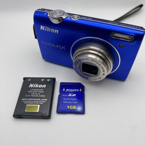 Nikon Coolpix S5100 12.2MP Compact Digital Camera Blue Tested Bundle Kit With SD