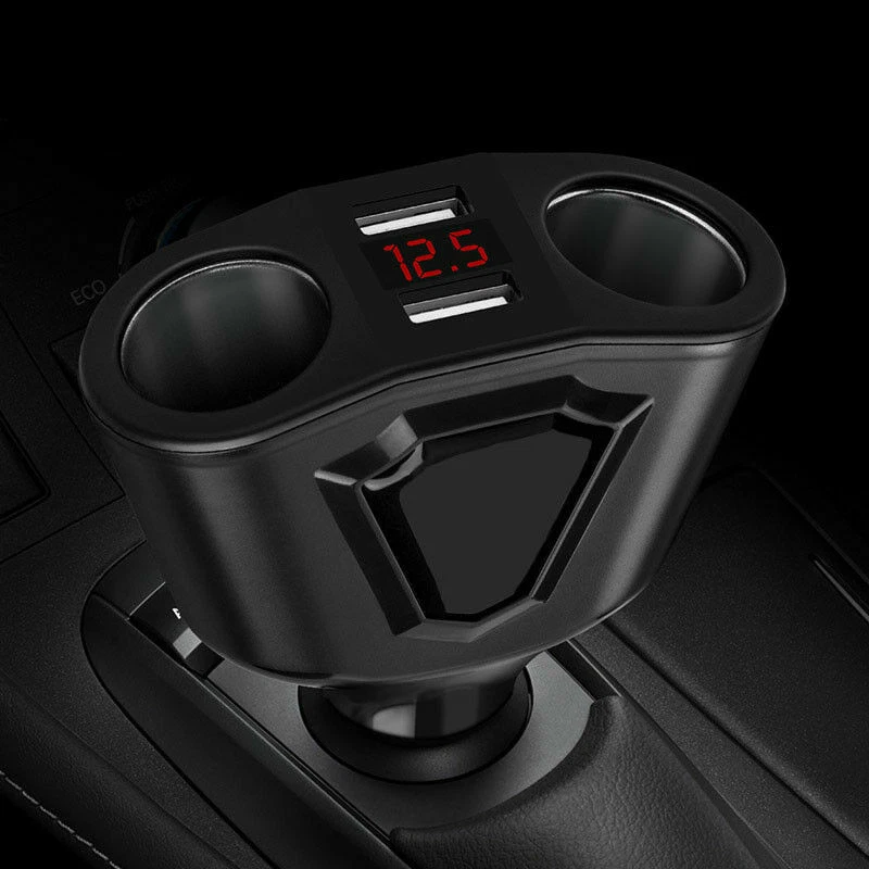 Car LCD Cigarette Lighter Socket Splitter Dual USB Charger Power Adapter DC 12V - Image 2 of 4