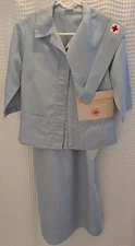Authentic 1966 American Red Cross Gray Lady uniform and cap with documents