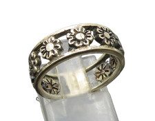 925 Silver Vintage Etched Floral Cutout Eternity Band Ring Sz 7 RG24480