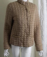 Estate AS IS Basler Sz 38 S M Beige Quilted Wool Snap Jacket Blazer Coat Soft