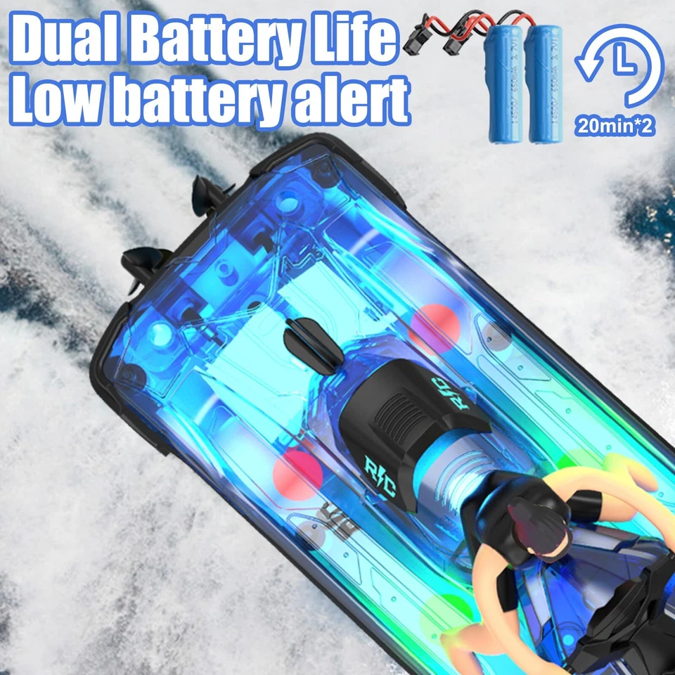 24 GHz ferngesteuertes BootRC Motorboot mit LED-Leuchten und Simulationspuppe... - Bild 4 von 4