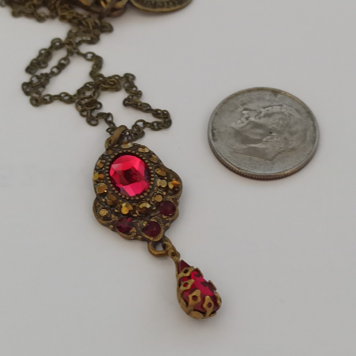 Michal Negrin Necklace Royal Red Marron Crystals Victorian Revival