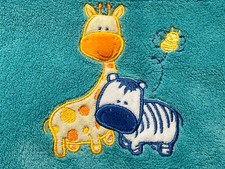 Snugly Baby Teal Blanket  Zebra Giraffe Lion Plush Soft