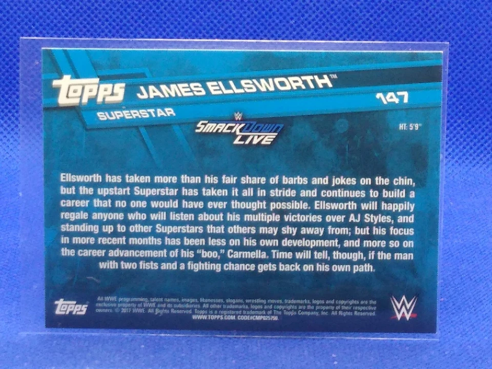 AUTOGRAPH James Ellsworth 2017 Topps WWE Smack Down Live RC #147 - Image 2 of 2