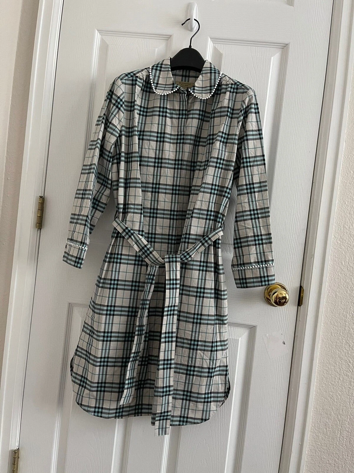 Abito camicia Burberry Agna stampa tartan nuovo con etichette taglia us6 prezzo originale 630 dollari