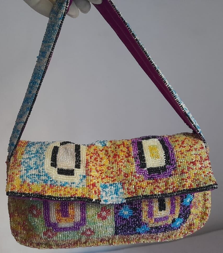 90s vintage Christiana shoulder bag Multi-coloured beaded touch of boho charm - Picture 7 of 24