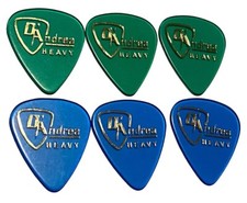 D Andrea 351 Heavy Gauge Guitar Picks--Transparent Blue Green w/Gold-Lot of 6