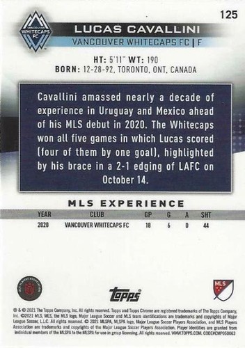 2021 Topps Chrome Major League Soccer Sapphire base common cards (121 - 130) MLS - Picture 30 of 36