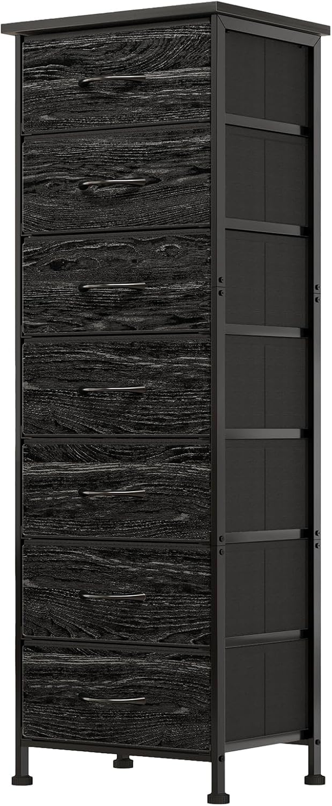 Black Oak Tall 7-Drawer Fabric Storage Dresser for Bedroom Organization