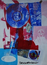 Fine unique painting – Pop art composition, signed Rauschenberg
