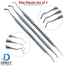Dental Flat Plastic Composite Filling Instruments Stainless Steel Set of 3