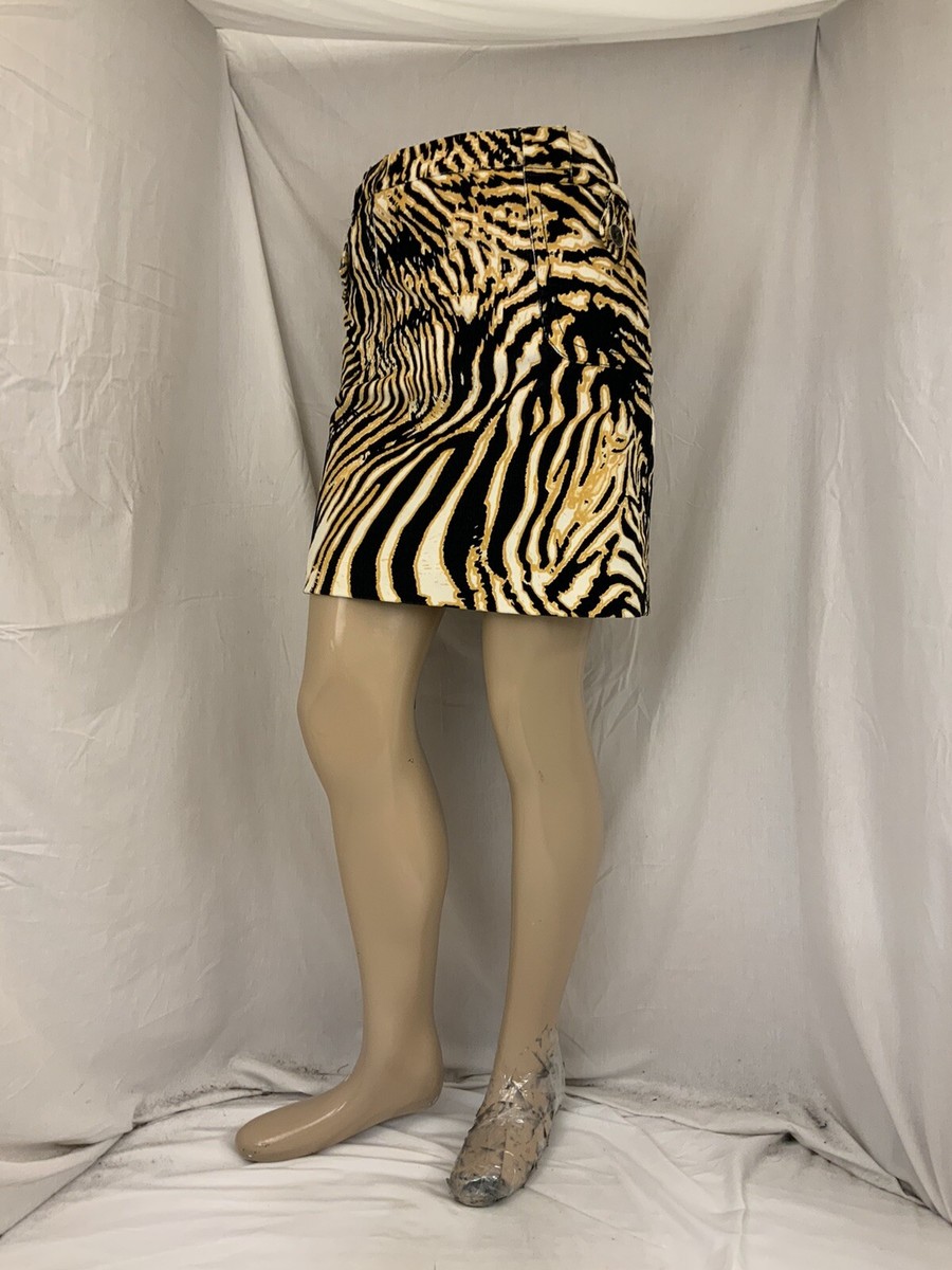 HERMES★素敵！Black Canvas Silver Chain Detail Mini Skirt Etcetera Mini Skirt 4 Black Gold Tiger Stripe Cotton Stretch
