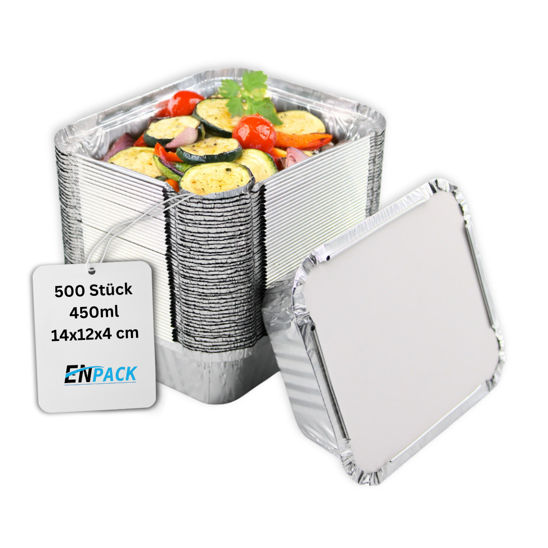 Aluschale mit Deckel 450ml 100 Stück Grill Menüschale für Aufläufe Take Away