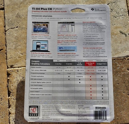 🌟🎈 Texas Instruments TI-84 Plus CE Python Calculator RED, WHITE | BLUE | BLACK - Picture 15 of 15