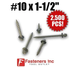 (2,500) INTERCORP PGA1024 #10 X 1-1/2 Rubber Washer Pole Gripper Roofing Screws 