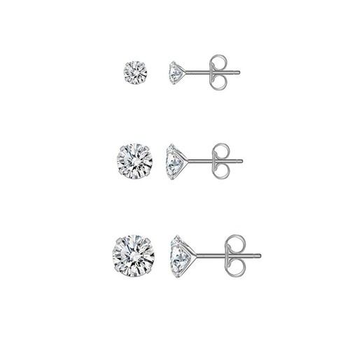 925 Sterling Silver Stud Earrings Women Men Genuine Cubic Zirconia Ladies Set CZ - Picture 90 of 103