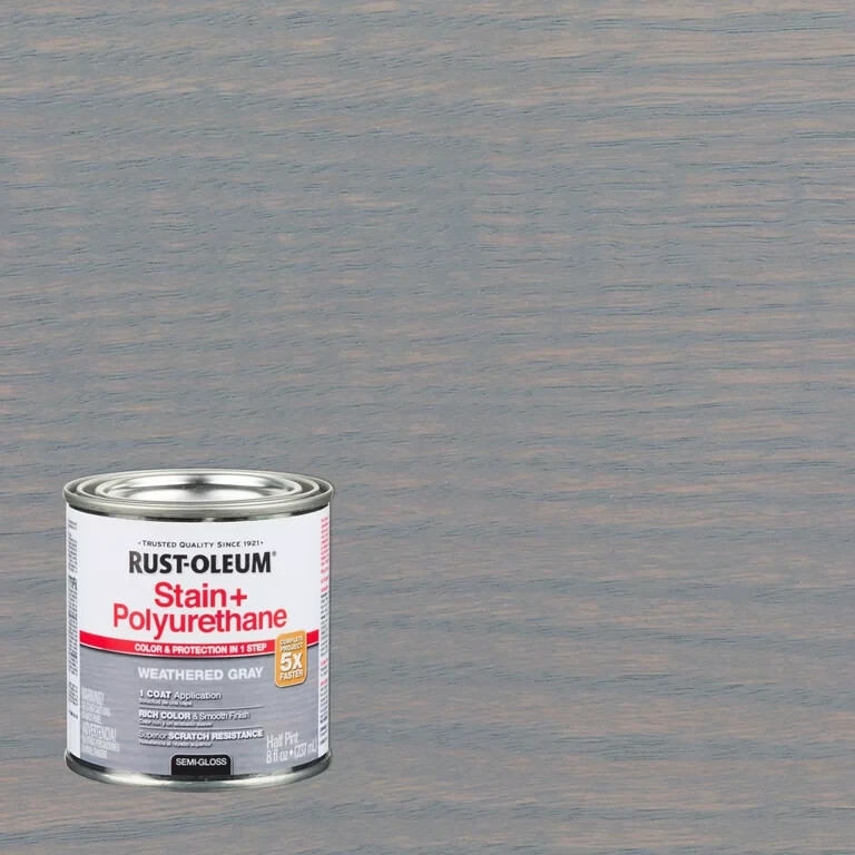 RustOleum Stain + Polyurethane Weathered Gray SemiGloss 8 fl oz 1/2