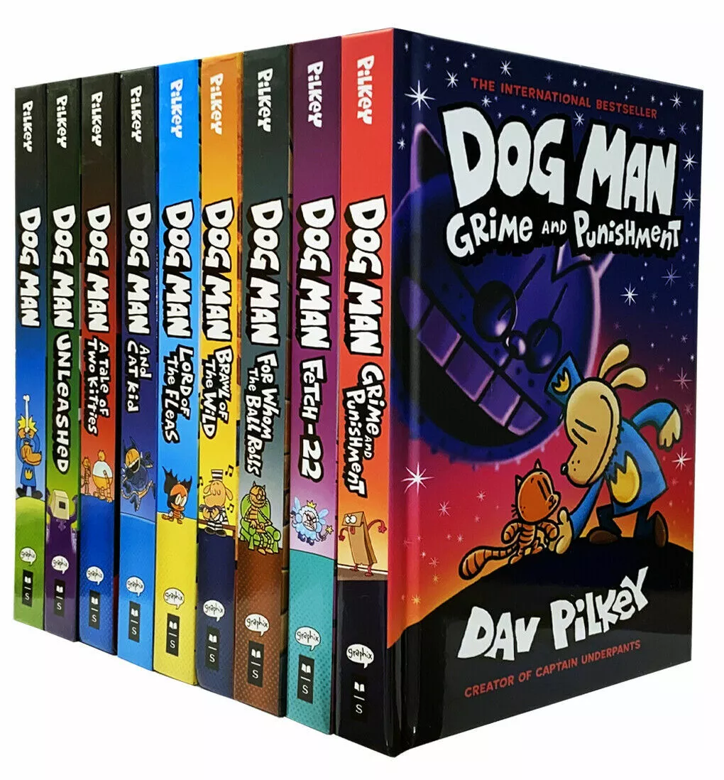 Dog Man Series 1 9 Books Collection Set By Dav Pilkey Grime and Punishment NEW