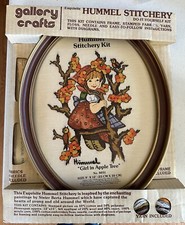 Vintage Hummel Stitchery Kit 9  x12  Girl In Apple Tree Unopened 8031 Frame