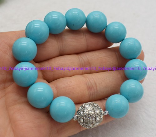 New 12mm 14mm Multicolor South Sea Shell Pearl Round Beads Bracelet 7.5 in - Picture 14 of 21