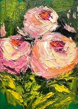 Abstract oil painting flower bouquet original art Impasto Impressionism artwork