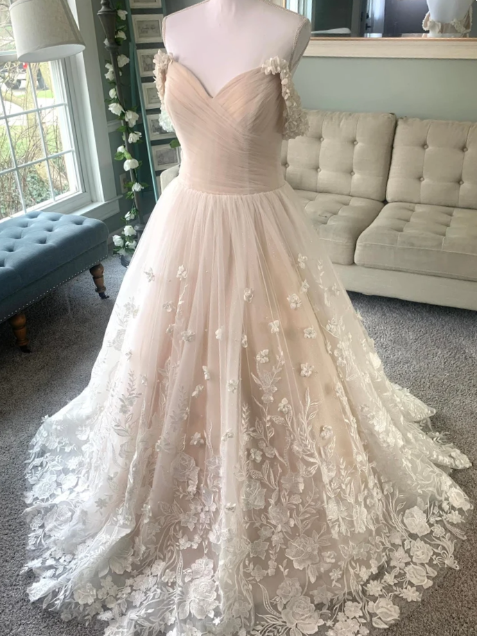 botswana fashion dresses Blush Pink Fit & Flare Wedding Dress: Colored Wedding Dress Elegance – Boom  Blush main image 1