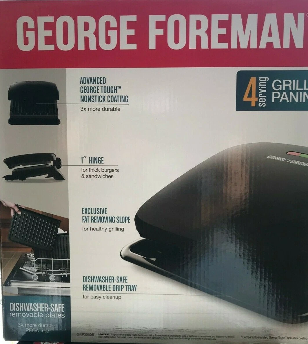 George Foreman - GRP3060B - 4-Serving Removable Plate Grill - Black