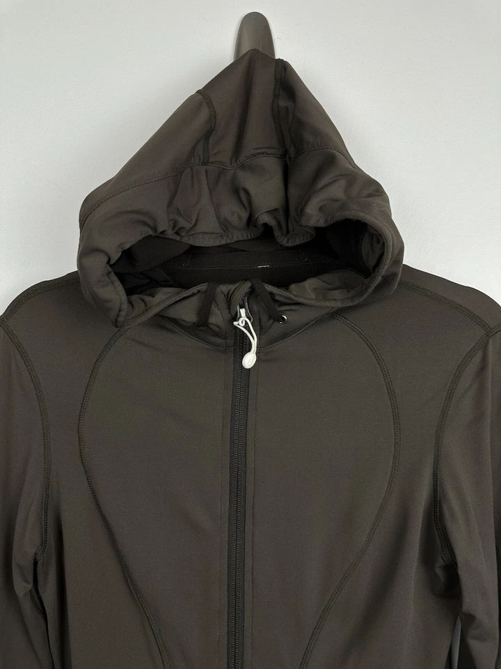 Chaqueta LULULEMON Mujer 6 Baile Hilo Viaje Sudadera con Capucha Marrón Malla Cremallera Completa DR Foto 4 de 4