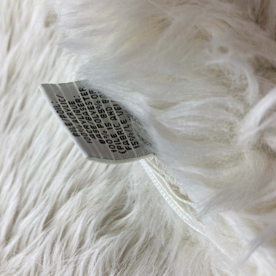 Pottery Barn Ivory Faux Fur Throw Pillow Cover 18” x 18” Zippered New w