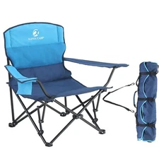 ALPHA CAMP Camping Chair Heavy Duty Folding Chair with Cup Holder Oversize Blue