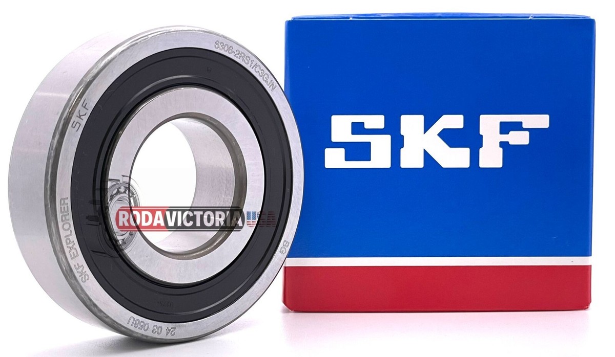 SKF 6306 2RS1 C3 GJN Deep Groove Ball Bearing, Rubber Sealed