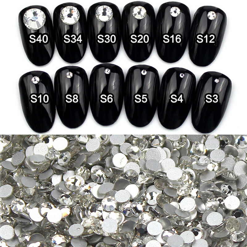 2320 Pieces Clear Nail Stones and Gems, SS4/5/6/8/10/12 Mixed Crystals  Glass Nail Art Rhinestones, Flat Back Round Beads with Storage Organizer