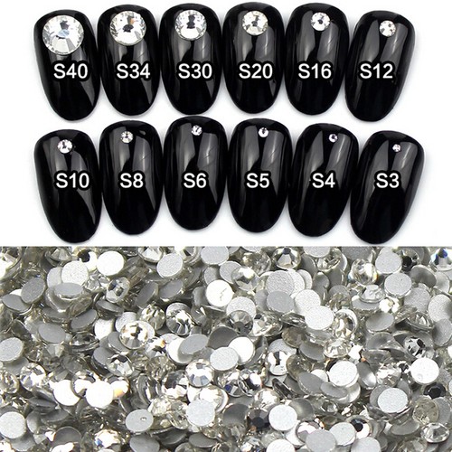 1440pcs Clear Glitter Nail Art Rhinestones Flatback Crystal Gem Nails Decoration - Picture 5 of 11