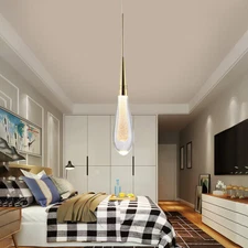 Modern Chandelier Rain Drop Ceiling Light Fixture Crystal Glass LED Pendant Lamp