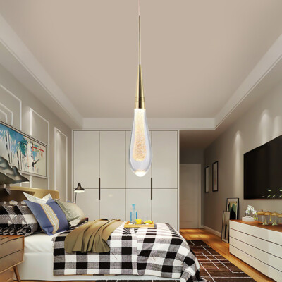 Led Water Drop Pendant Lamp Luxury Crystal Glass Indoor Ceiling Hanging Lights