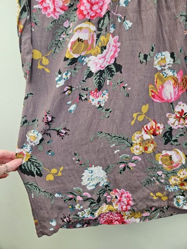 Joules Calista Tauposy Taupe Floral 3/4 Sleeve Tunic Short Dress Size 12 - Picture 4 of 6
