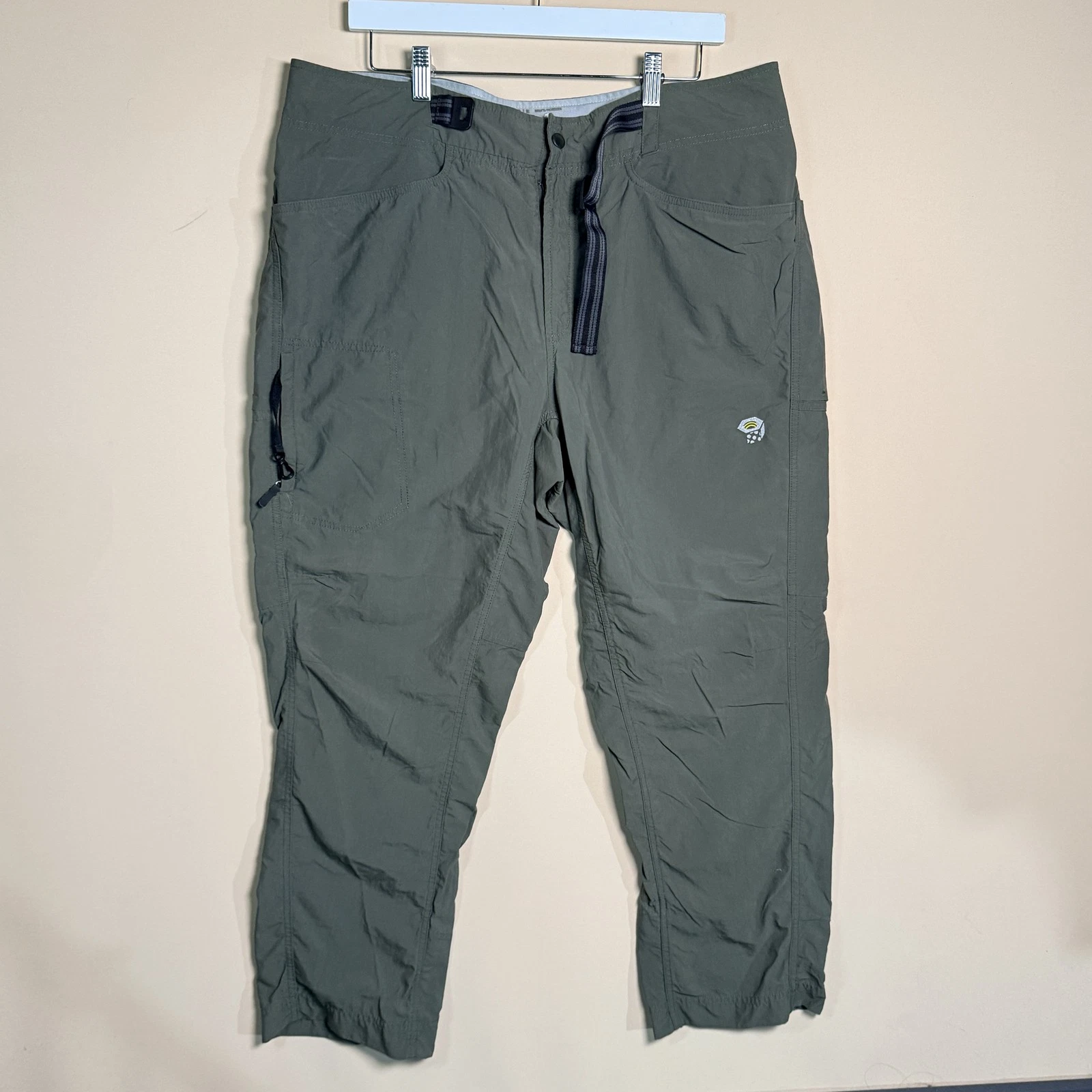 Mountain Hardwear Belted Soft Shell Hiking Cargo Pants Green Men's Size XL
