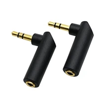 Angle Male to Female Audio Adapter Right Angle Gold-Plated TRS 3.5Mm 2 Pc