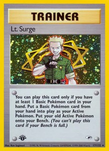 Lt. Surge - 17/132 - Pokemon Gym Heroes 1st Edition Holo Rare Card WOTC NM
