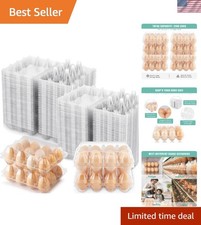 100 Packs Egg Cartons Cheap Bulk  Plastic for 12 Eggs, Clear Egg Cartons 3  4...