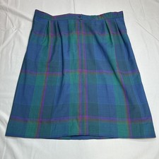 VTG Pendleton Skirt Womens 14 Blue Plaid Wool High Waist Tartan USA Pockets