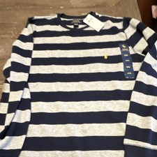 Polo Ralph Lauren Men's Crew Neck Striped Knit Logo Pullover Sweater L